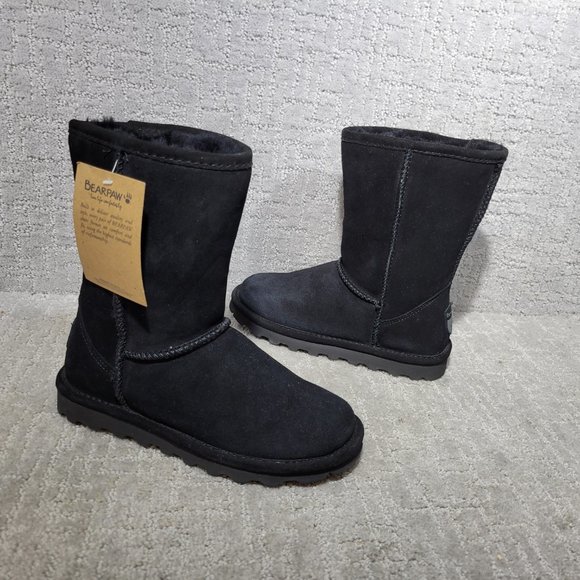 Bearpaw Emma Short Women's Size US 6 Black Suede Round Toe Mid-Calf Snow Boots. - Picture 8 of 10